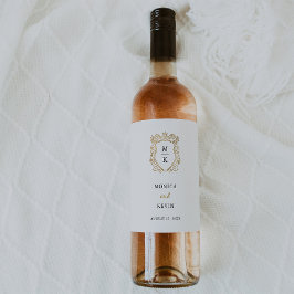 ゴールデンクレスト |エレガントなウェディングモノグラム ワインラベル