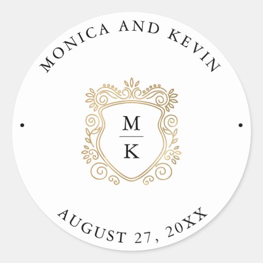 ゴールデンクレスト |エレガント白黒結婚の ラウンドシール (正面)