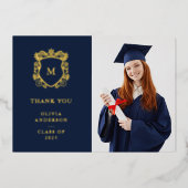 ゴールデンクレスト | 卒業エレガント感謝金ゴールド 箔招待状 (正面)