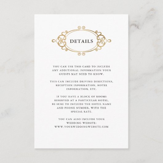ゴールデンクレスト |白黒の結婚詳細 エンクロージャーカード (正面)