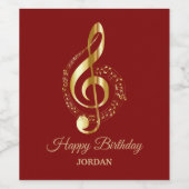 ゴールデンクレフ、 音符記号レッド背景ワインラベル ワインラベル (シングルラベル)