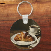 ゴールデンクロワッサンのコーヒー静物画 キーホルダー (裏面)