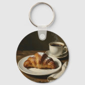 ゴールデンクロワッサンのコーヒー静物画 キーホルダー (裏面)