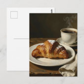 ゴールデンクロワッサンのコーヒー静物画 ポストカード (正面/裏面)