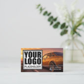 ゴールデンクロームグラデーションロゴカー写真テンプレート 名刺 (スタンド正面)