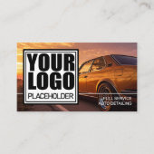 ゴールデンクロームグラデーションロゴカー写真テンプレート 名刺 (正面)