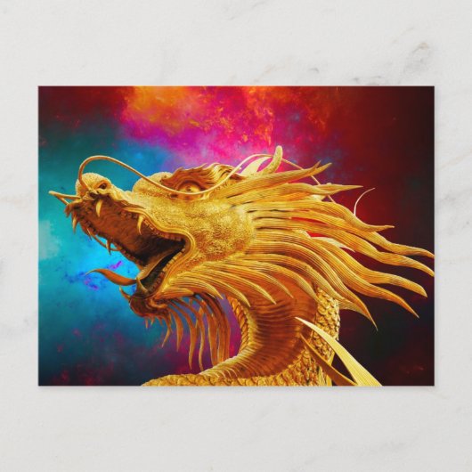 ゴールデンクールドラゴンカラフルタイの背景 ポストカード (正面)