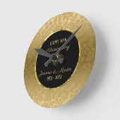 ゴールデングラデーションダマスクパターン記念日 ラウンド壁時計 (傾斜)