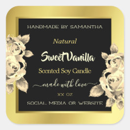 ゴールデングラデーションブラックフローラ製品の包装ラベル スクエアシール