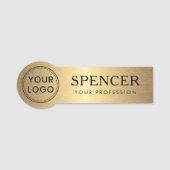 ゴールデングラデーション追加ロゴのビジネススタッフの従業員 名札 (正面)