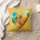 ゴールデングラフィティハート水彩画 クッション (ブランケット)
