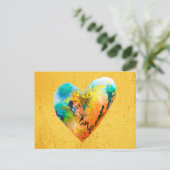 ゴールデングラフィティハート水彩画 ポストカード (スタンド正面)