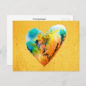 ゴールデングラフィティハート水彩画 ポストカード (正面/裏面)