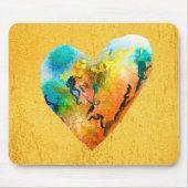 ゴールデングラフィティハート水彩画 マウスパッド (正面)