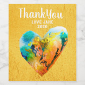 ゴールデングラフィティハート水彩画 ワインラベル (シングルラベル)