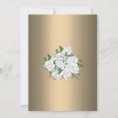 ゴールデングラマーとホワイトブライダルブーケ結婚ス 招待状 (裏面)