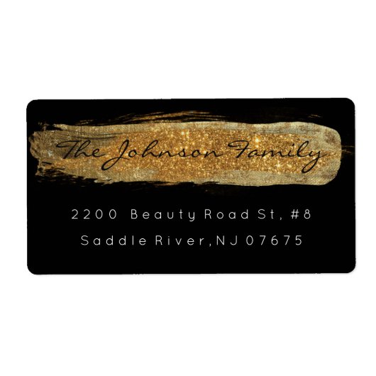 ゴールデングラムスパークリーグリッターブラックブラシストローク ラベル (正面)