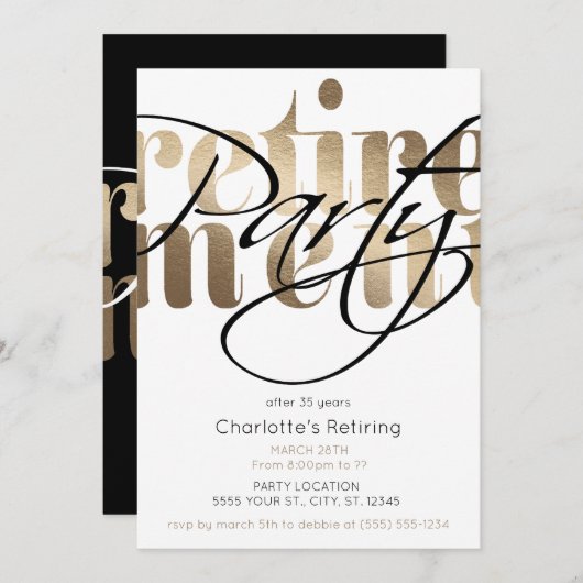 ゴールデングラムリタイアメントパーティの招待状 招待状 (正面/裏面)