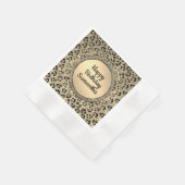 ゴールデングラムレオパードプリント誕生日 縁ありカクテルナプキン (角)