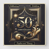 ゴールデングランデル: 50年のお祝い スクエア壁時計 (正面)