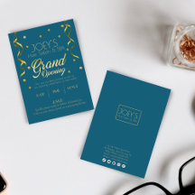 ゴールデングランドオープニングビジネスRSVP招待状カード
