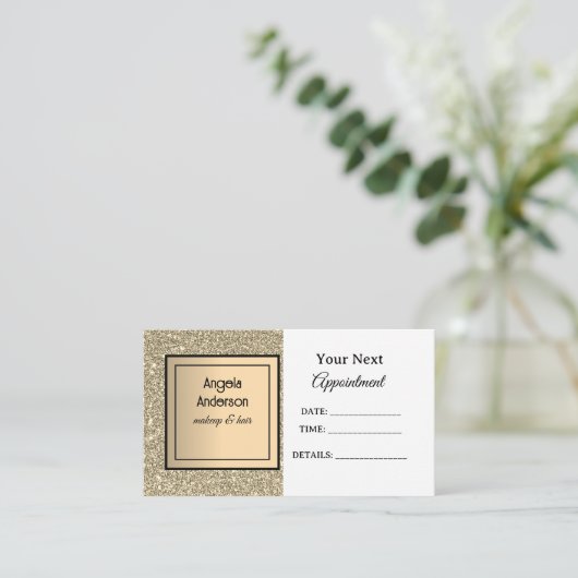 ゴールデングリタリーフォイルグラマラス美しいサロン 予約カード (スタンド正面)