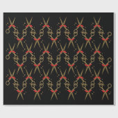 ゴールデングリッターはさみ美容師包みPa ラッピングペーパー (フラット)