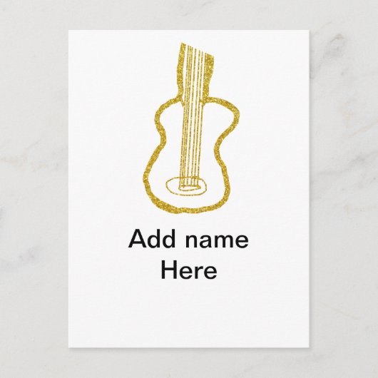 ゴールデングリッターアコースティックギター名ドードル ポストカード (正面)
