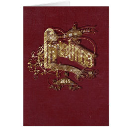 ゴールデングリッタークリスマスノーテカード