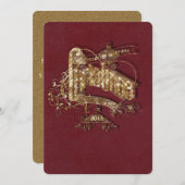 ゴールデングリッタークリスマス – 招待状カード 招待状 (正面/裏面)