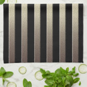 ゴールデングリッターグラデーシストライプのョンのラストライプイト キッチンタオル (折り畳み)