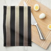 ゴールデングリッターグラデーシストライプのョンのラストライプイト キッチンタオル (四つ折り)