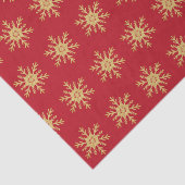 ゴールデングリッタースノーフレークオンクリスマスレッド 薄葉紙 (詳細)