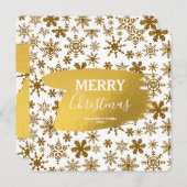 ゴールデングリッタースノーフレークスクリスマスカード (正面/裏面)