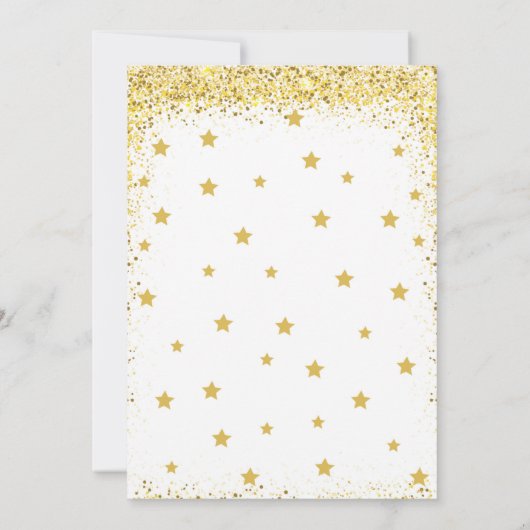 ゴールデングリッタートゥインクルリトルスター誕生日招待状 招待状 (裏面)