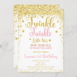 ゴールデングリッタートゥインクルリトルスター誕生日招待状 招待状
