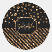 ゴールデングリッタードットとストライプ ラウンドシール (正面)