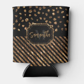 ゴールデングリッタードットとストライプ 缶クーラー (正面)