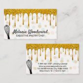 ゴールデングリッタードリップ |水玉模様パターンとウィスク 名刺 (正面/裏面)