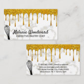 ゴールデングリッタードリップ | 金ゴールド大理石とウィスク 名刺 (正面/裏面)