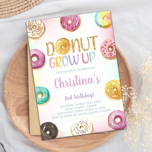ゴールデングリッタードーナツ誕生日招待状 招待状