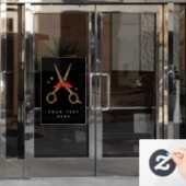 ゴールデングリッターハサミヘアドレッサースタイル ウィンドウサイン (オフィスドア)