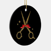 ゴールデングリッターハサミ – ヘアードレススタイリスト セラミックオーナメント (右)