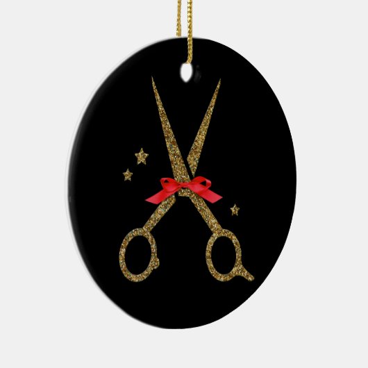 ゴールデングリッターハサミ – ヘアードレススタイリスト セラミックオーナメント (右)