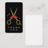 ゴールデングリッターハサミ – 美容師ありがとう エンクロージャーカード (正面/裏面)