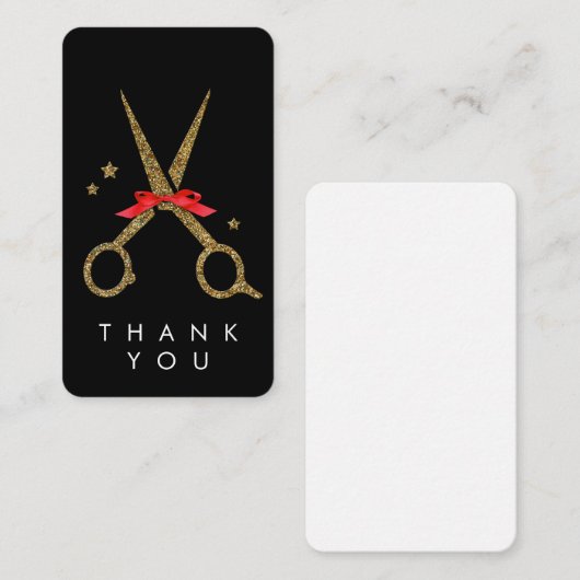 ゴールデングリッターハサミ – 美容師ありがとう エンクロージャーカード (正面/裏面)