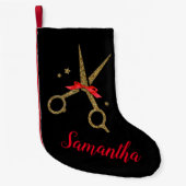 ゴールデングリッターハサミ – 美容師- スモールクリスマスストッキング (正面)
