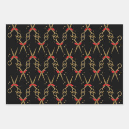 ゴールデングリッターハサミ – 美容師 ラッピングペーパーシート