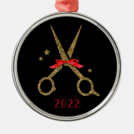 ゴールデングリッターハサミ – Hair Dresser Stylist Met メタルオーナメント