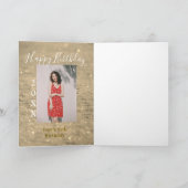 ゴールデングリッターハッピー15th誕生日の写真名year カード (内部)